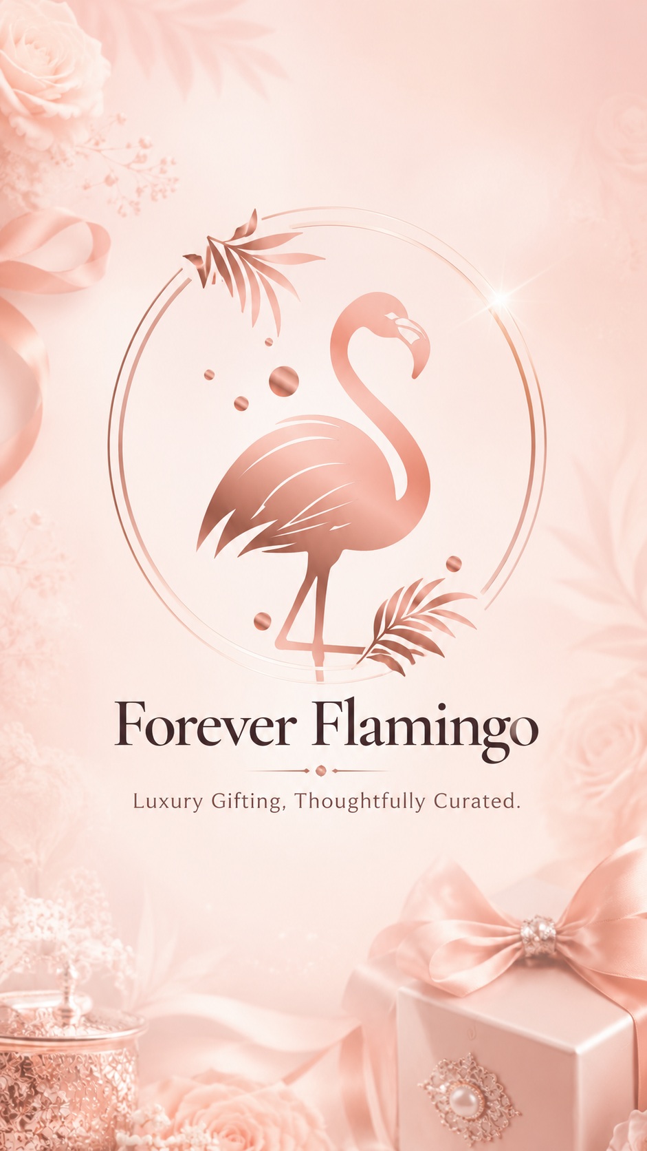 Forever Flamingo luxury gifting splash screen